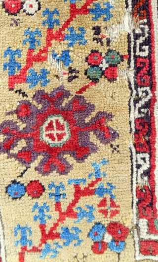 Iconic Sailer unique wide Ladik prayer rug half. Early 18th c. Published in Hali. Conserved and professionally mounted on linen.             