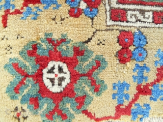 Iconic Sailer unique wide Ladik prayer rug half. Early 18th c. Published in Hali. Conserved and professionally mounted on linen.             