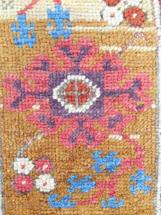 Iconic Sailer unique wide Ladik prayer rug half. Early 18th c. Published in Hali. Conserved and professionally mounted on linen.             