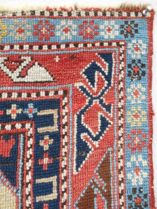 Small (29" x 52"), classic striped Caucasian Gendge prayer rug with silky wool. c. 1860-80. Good condition. Relatively fine weave.             