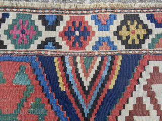 Exceptionally bold Shahsavan Kilim mafrash panel.  Over 10 distinct clear, saturated colors. Excellent condition. Circa 1850-70. Email for more information.  Patrickpouler@gmail.com          