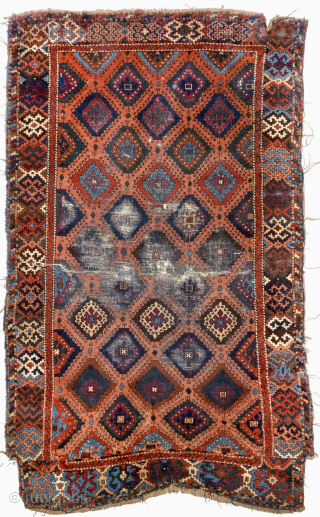 Early 19th c. Sarkisla rug. Another from the Jim Dixon collection. 50" x 80". Plenty of offset knotting. Good pile except for parts of the center. Blue wefting. Classic colors including natural  ...