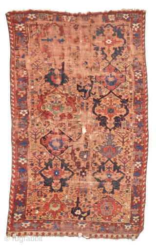 Early 19th c. Kurdish Saugbulagh rug. 4x6ft. Same group type and era as the larger 5x8ft one that just sold at Skinner (Dixon) for about $1200 (see 2nd pic). Mine is priced  ...