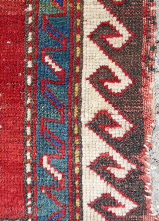 Especially rare Bordjalu Kazak bagface. (25”x 21”). Circa 1870. All original. Good condition. Fabulous greens!                  