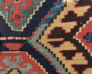 Precious 19th c. Fine NWP, Shahsavan or Caucasian mixed technique mafrash end panel. (55 x 42 cm). Full width. Just washed. Email: patrickpouler@gmail.com          