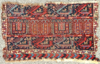 Dragons! Extremely rare and fine Qashqai Khorjin face (32"x 18") Early 19th c. (see "Tribal Rugs" by MacDonald, plate 103)             