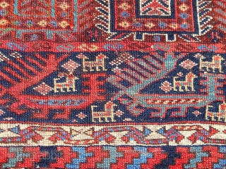 Dragons! Extremely rare and fine Qashqai Khorjin face (32"x 18") Early 19th c. (see "Tribal Rugs" by MacDonald, plate 103)             