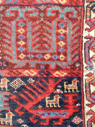 Dragons! Extremely rare and fine Qashqai Khorjin face (32"x 18") Early 19th c. (see "Tribal Rugs" by MacDonald, plate 103)             