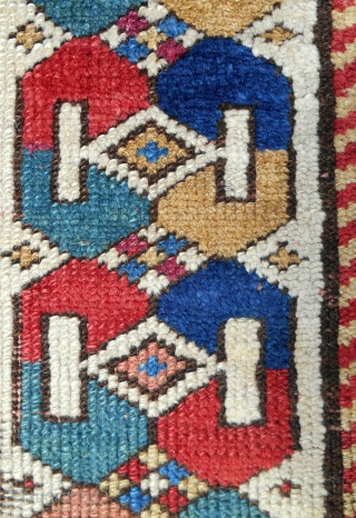 Very colorful South Caucasian rug > c. 1870                         