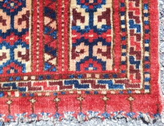 Rare Turkoman bagface (20" x18") Near perfect condition. Circa 1870. All natural dyes.                    