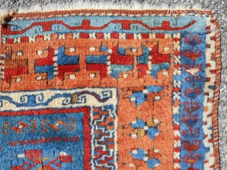 Very fine East Anatolian Kurdish rug with nearly full, silky pile. Stunning color. Good age- circa 1870.                