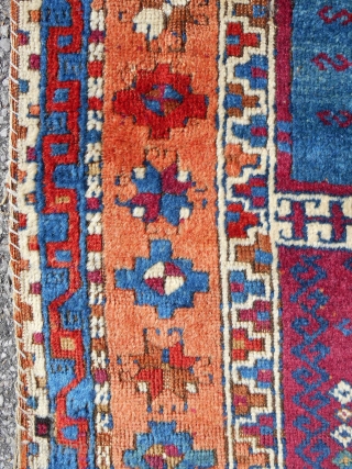 Very fine East Anatolian Kurdish rug with nearly full, silky pile. Stunning color. Good age- circa 1870.                