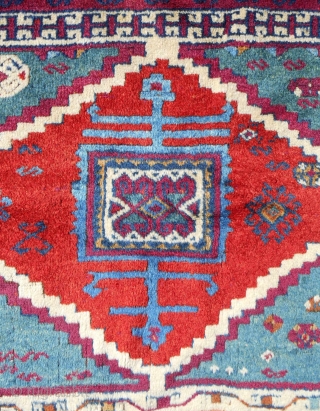 Very fine East Anatolian Kurdish rug with nearly full, silky pile. Stunning color. Good age- circa 1870.                