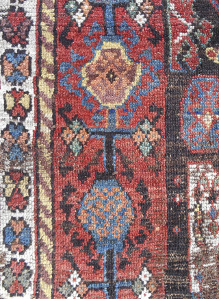 Whimsical and unique Qashqai Shekarlu rug. Circa 1850-70. Small 38" x 62". Terrific color. Email: patrickpouler@gmail.com                 