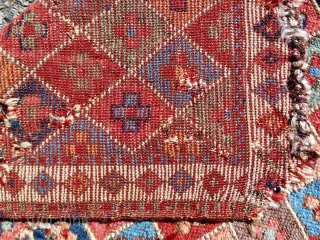 Mid 19th c. Fine Shahsavan pile bagface with very silky and lustrous wool and excellent color range. A realistic candidate for restoration.           