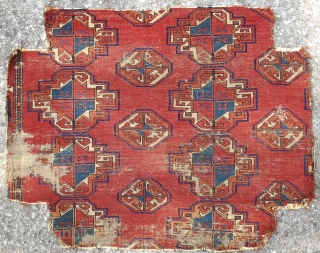 Rare 18th c. Turkoman Salor chuval fragment. 83 cm x 66 cm. Super fine. Comments from expert facebook group.  Email: patrickpouler@gmail.com           