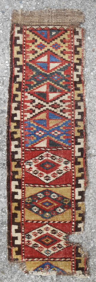 Rare Kyrgyz pile animal trapping band (detail, back and front).11" x 39". Fragment. C. 1850. Email: patrickpouler@gmail.com                