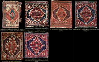 Early small Kiz Bergama west Anatolian rug. 3'-2" x 3'-11". Fine and thin with features and details i have not seen before, including the Ladik border. Excellent saturated color!  I think  ...