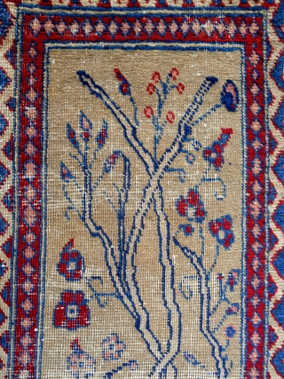 Great little (15"x 38") "Persian miniature style" 19th C. Mahal mat with trees. Very rare.                  