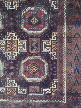 Antique Baluch rug (Salar Khani?) with an abrash, original selvages, oxidised browns, no repairs. 181x97 cm/ 5' 11'' x 2' 10''            