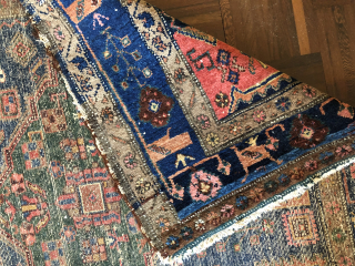 Kurdish antique rug, possibly Sanjabi. A few low areas, but still a beauty.

204x135cm/6'8''x4'5''                    