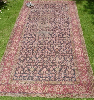 Antique Karabagh Shusha Herati design kelleh. South Caucasus. In somewhat battered state, as found, unwashed. 

478cmx206cm/15' 8"x 6' 9"              