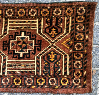 Antique Turkmen Kejebe (Ersari?) torba. Generaly in good shape, but unfortunately, it has a little moth damage.

134cm x 42cm

52,7 inch x 16,5 inch          