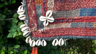 Nice old Bangara textile square with fine embroidery/quilting in great colors
26 x 26 inches Good provenance. I don't know about these items, so make me an offer if you do.   