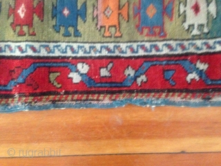 Caucasian prayer rug, late 19th, early 20th century. Size is 2' 7" x 3' 9" including fringe. Well maintained, original condition, no repairs other than an old 2-inch repair to selvage. Has  ...