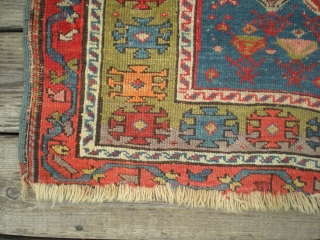 Caucasian prayer rug, late 19th, early 20th century. Size is 2' 7" x 3' 9" including fringe. Well maintained, original condition, no repairs other than an old 2-inch repair to selvage. Has  ...