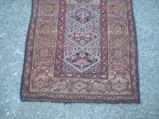 Old Kurdish rug, very good condition overall with medium even pile, no repairs, excepting machine overcast selvage. Weaver's personal touch of abrash between medallions. Early 1900's, size 6' 8" x 3' 8"  ...