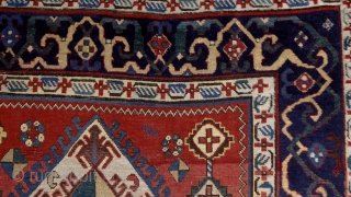 Shulaver Kazak rug, Cacasus, 19th century with fantastic cloud-band borders, a straight line from the anatolian middle-age weaving traditions. Very well preserved condition, healthy side cords and ends. Lower pile in the  ...