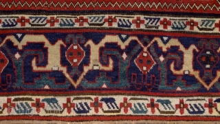 Shulaver Kazak rug, Cacasus, 19th century with fantastic cloud-band borders, a straight line from the anatolian middle-age weaving traditions. Very well preserved condition, healthy side cords and ends. Lower pile in the  ...