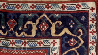 Shulaver Kazak rug, Cacasus, 19th century with fantastic cloud-band borders, a straight line from the anatolian middle-age weaving traditions. Very well preserved condition, healthy side cords and ends. Lower pile in the  ...