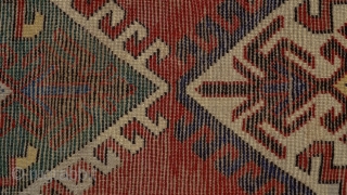 Shulaver Kazak rug, Cacasus, 19th century with fantastic cloud-band borders, a straight line from the anatolian middle-age weaving traditions. Very well preserved condition, healthy side cords and ends. Lower pile in the  ...