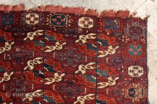 "The knowledge of which geometry aims is the knowledge of the eternal." Plato Turkmen Tekke main carpet, early to mid 1800's. Burning colors after 150-200 years .... More beauties: http://rugrabbit.com/profile/5160   