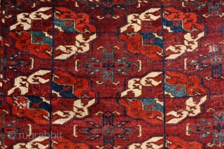 "The knowledge of which geometry aims is the knowledge of the eternal." Plato Turkmen Tekke main carpet, early to mid 1800's. Burning colors after 150-200 years .... More beauties: http://rugrabbit.com/profile/5160   