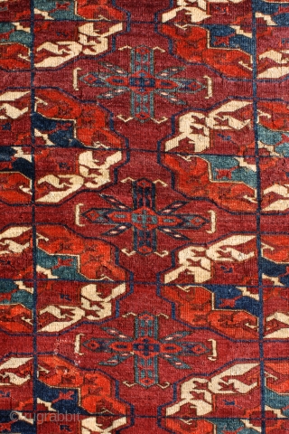 "The knowledge of which geometry aims is the knowledge of the eternal." Plato Turkmen Tekke main carpet, early to mid 1800's. Burning colors after 150-200 years .... More beauties: http://rugrabbit.com/profile/5160   