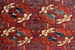 "The knowledge of which geometry aims is the knowledge of the eternal." Plato Turkmen Tekke main carpet, early to mid 1800's. Burning colors after 150-200 years .... More beauties: http://rugrabbit.com/profile/5160   