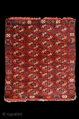 "The knowledge of which geometry aims is the knowledge of the eternal." Plato Turkmen Tekke main carpet, early to mid 1800's. Burning colors after 150-200 years .... More beauties: http://rugrabbit.com/profile/5160   