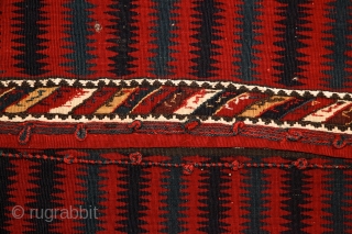 Caucasian camel bag, most probably from Bordjalu area, 19th century, wonderful contemporary-like drawing, just like an op-art painting, all natural colours, soft wool and very fine weave with soft handle. 1 old  ...