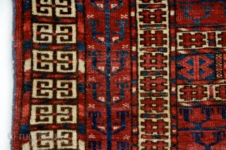 "Remember, the entrance door to the sanctuary is inside you." Rumi
Turkmen Tekke 'Ensi' (yurt door rug). 19th century. Unusually small size.
A very well preserved example from a rare group of Tekke Ensis  ...