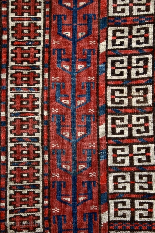 "Remember, the entrance door to the sanctuary is inside you." Rumi
Turkmen Tekke 'Ensi' (yurt door rug). 19th century. Unusually small size.
A very well preserved example from a rare group of Tekke Ensis  ...