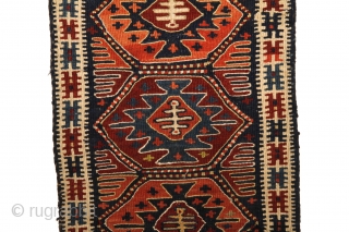 Unusual, rare Shashavan Panel. Probably Mafrash? 94x36 cm. All natural dyes with really rare orange-colour.Attractive piece with harmonical color combination and pattern. Wool on wool.No cotton.
End of 19th century. Or earlier? Perfect  ...