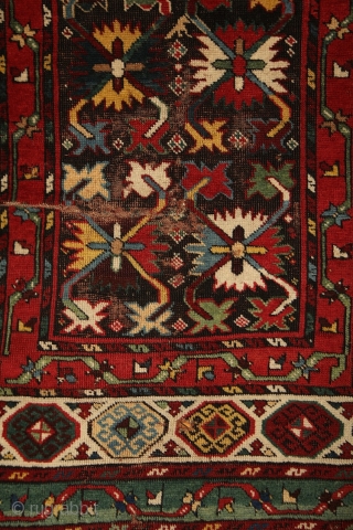 CELEBRATION OF COLORS.... Gendje kazak rug with colors, colors and colors.... one of the best colored rugs i've ever had. All of them are natural of course, deeply saturated, fresh and striking....  ...