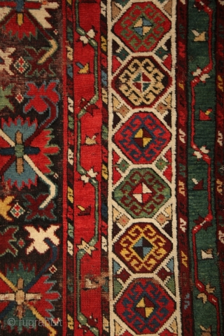 CELEBRATION OF COLORS.... Gendje kazak rug with colors, colors and colors.... one of the best colored rugs i've ever had. All of them are natural of course, deeply saturated, fresh and striking....  ...