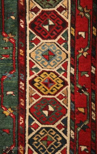 CELEBRATION OF COLORS.... Gendje kazak rug with colors, colors and colors.... one of the best colored rugs i've ever had. All of them are natural of course, deeply saturated, fresh and striking....  ...