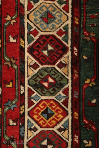 CELEBRATION OF COLORS.... Gendje kazak rug with colors, colors and colors.... one of the best colored rugs i've ever had. All of them are natural of course, deeply saturated, fresh and striking....  ...