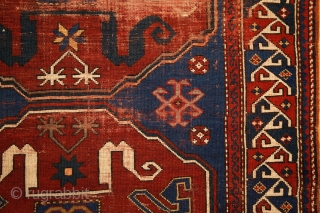 Chondoresk 'Cloudband' kazak rug, early 20th century, 190x110 cm, unique cloudband design with stylized dragons. more pieces: http://rugrabbit.com/profile/5160               