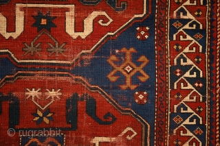 Chondoresk 'Cloudband' kazak rug, early 20th century, 190x110 cm, unique cloudband design with stylized dragons. more pieces: http://rugrabbit.com/profile/5160               